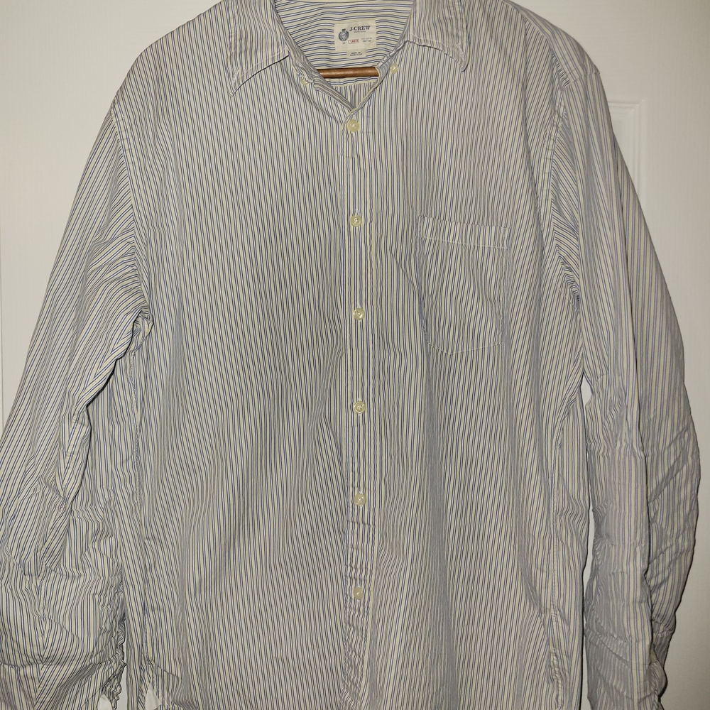 J.Crew Men’s Blue & Yellow Pinstripe Button Down Shirt Large